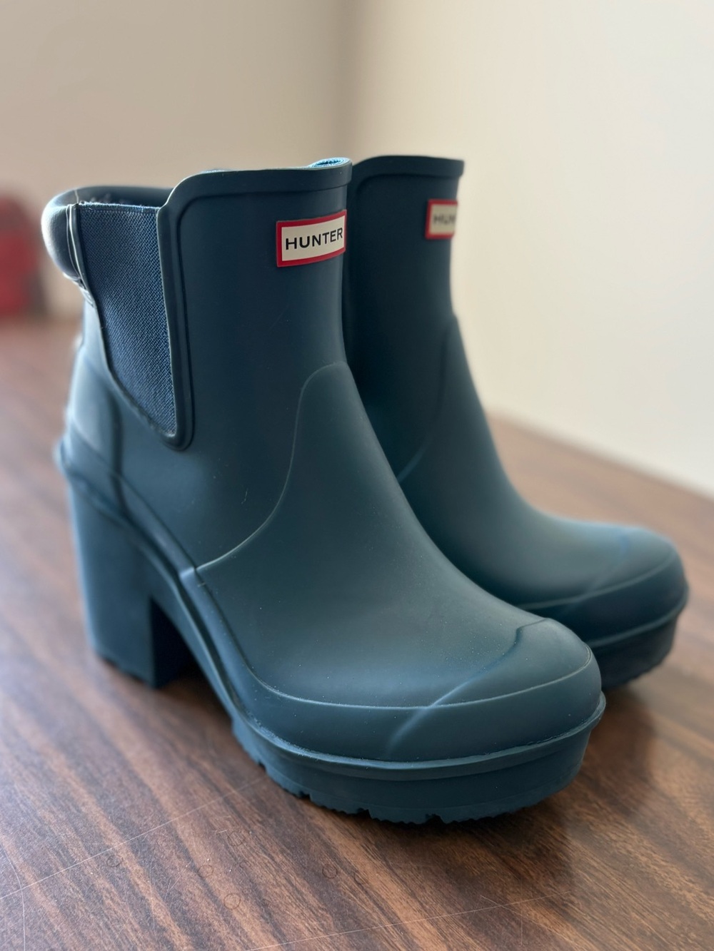 Hunter Block Heel Chelsea - US 7 - Petrol